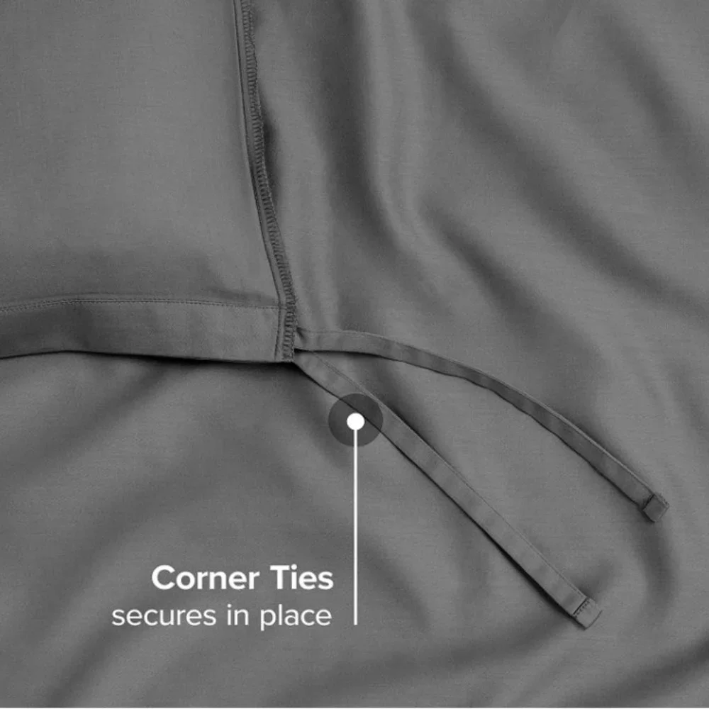 SATEEN WEAVE DUVET COVER SET w/ 2 SHAMS I ORGANIC COTTON - FULL/QUEEN (Grey)